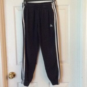 Boys Adidas sweat pants black with white stripe
